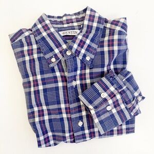 Gustin || Midnight Plaid Button Down Blue Red Medium SL